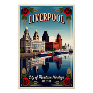 Liverpool England Retro-Reiseplakat-Kunst Poster