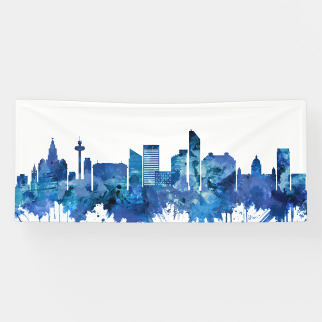 Liverpool England Skyline Blue Banner (Horizontal)