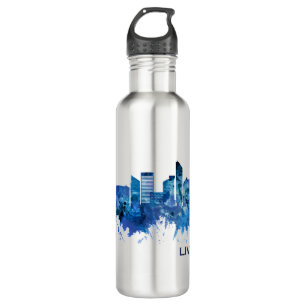 Liverpool England Skyline Blue Edelstahlflasche