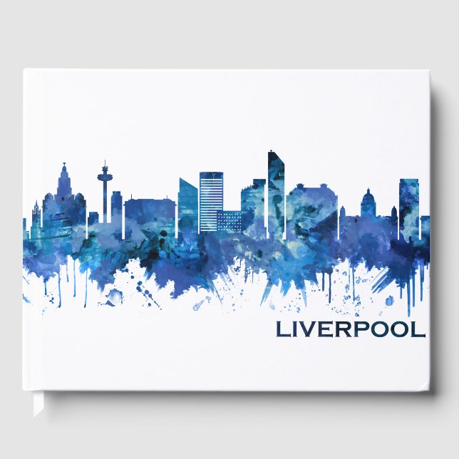 Liverpool England Skyline Blue Gästebuch (Vorderseite)