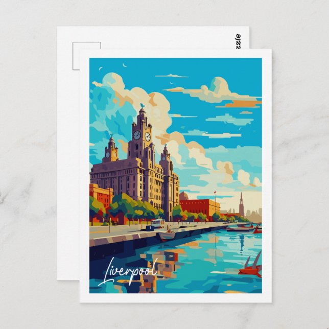 Liverpool England Vintage Reise Postkarte (Vorne/Hinten)
