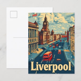 Liverpool England Vintage Reiseillustration Postkarte