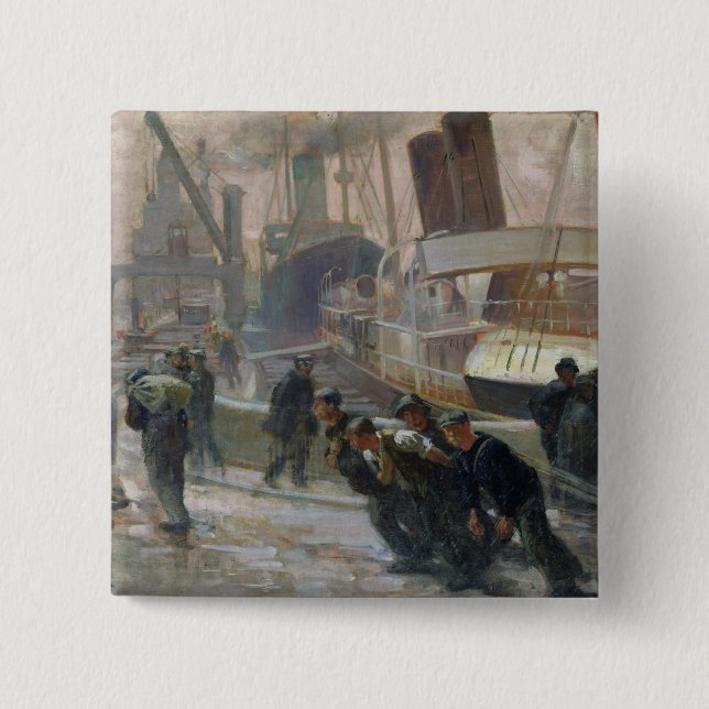 Liverpool-Hafenarbeiter bei Dawn, 1903 Button (Vorderseite)