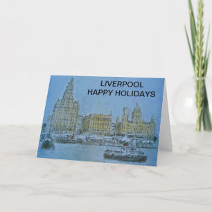 Liverpool Happy Holidays by Colin Carr-Nall Feiertagskarte