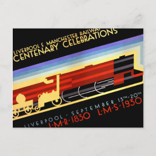 Liverpool Manchester Railvintage Poster Postkarte