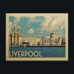 Liverpool Postcard Vintage Travel Postkarte<br><div class="desc">Liverpool Design im Vintage Travel Stil mit dem Royal Liver Gebäude auf der Mersey für diese englische Szene in Großbritannien.</div>
