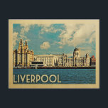 Liverpool Postcard Vintage Travel Postkarte<br><div class="desc">Liverpool Design im Vintage Travel Stil mit dem Royal Liver Gebäude auf der Mersey für diese englische Szene in Großbritannien.</div>