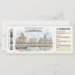 Liverpool Reise Bordkarte Ticket Einladung