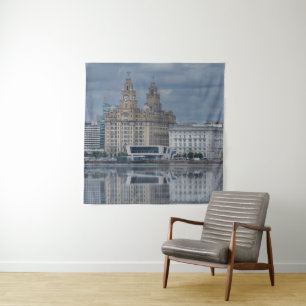 Liverpool Skyline Reflektion Wandteppich