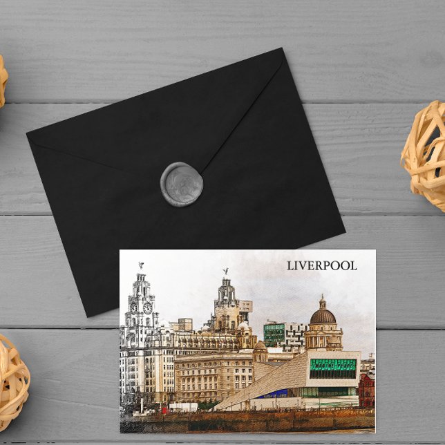 Liverpool United City View Postkarte (liverpool england uk postcard)