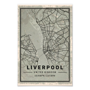 Liverpool united kingdom map print poster canvas
