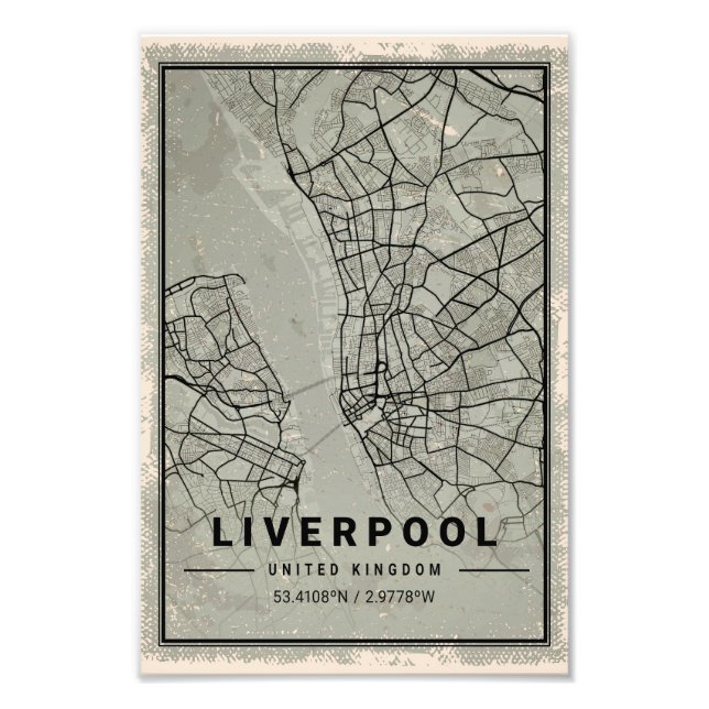 Liverpool united kingdom map print poster canvas (Vorne)