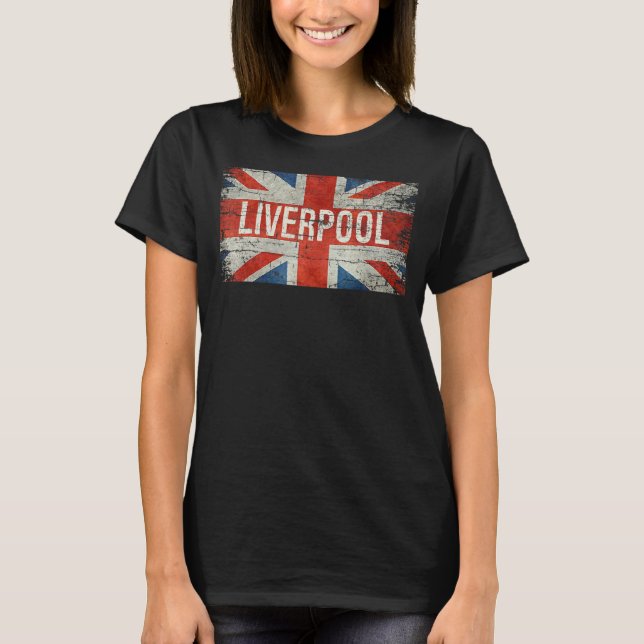 Liverpool Vereinigtes Königreich Britische Flagge  T-Shirt (Vorderseite)