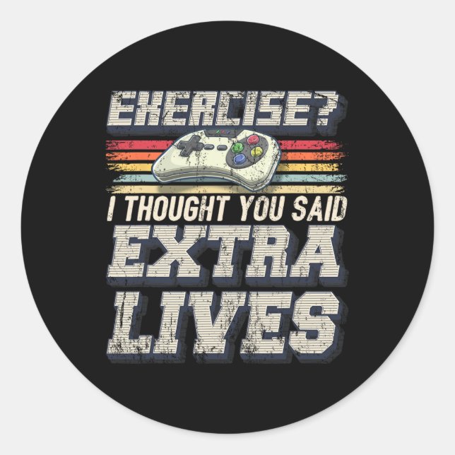 Lives Funny Video Game Controller Retro Gamer Boys Runder Aufkleber (Vorderseite)