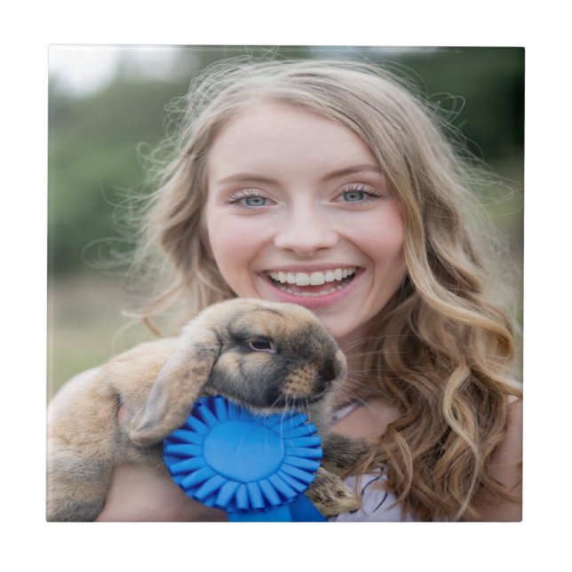 Livestock Show Rabbit Photo Customize Fliese (Vorderseite)