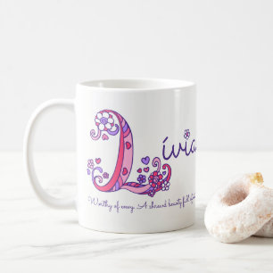 Lívia Name bedeutet Herzfrequenz Blume L Monogramm Kaffeetasse