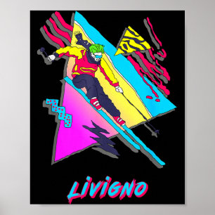 Livigno lebendiger Skifahrer Schnee Skifahren Drei Poster