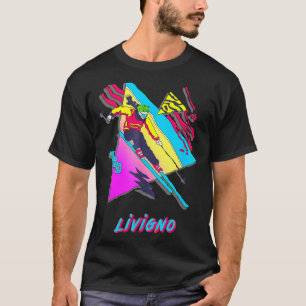 Livigno lebendiger Skifahrer Schnee Skifahren Drei T-Shirt