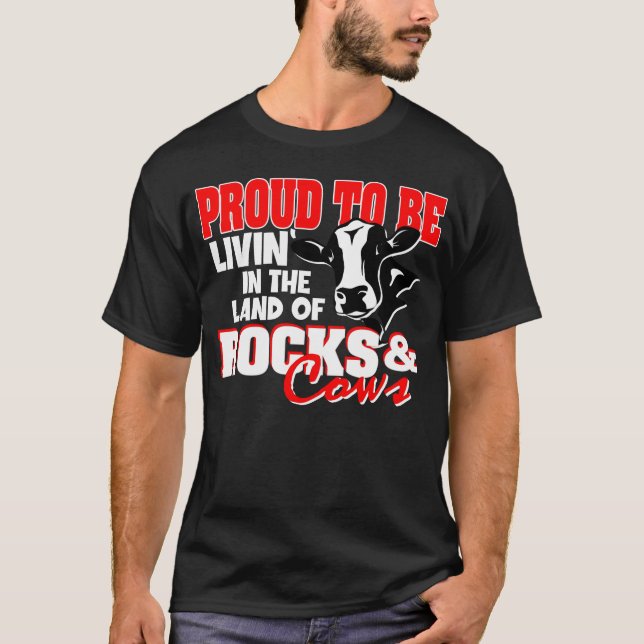 Livin in the Land of Rocks Cow T-Shirt (Vorderseite)