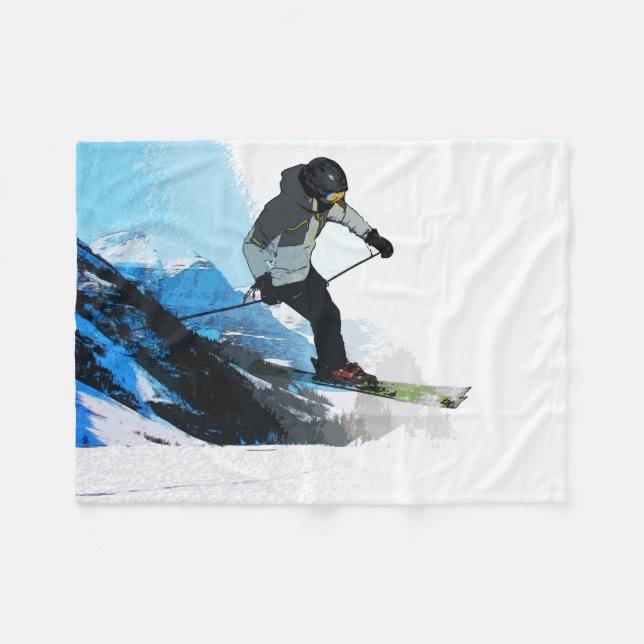 Livin' It! - Downhill Skier Fleece Blanket (Vorderseite (Horizontal))