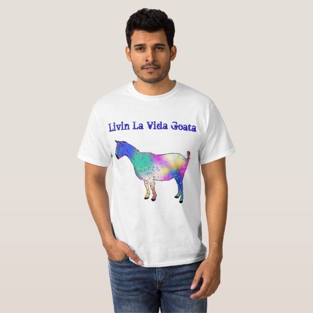 Livin La Vida Goata Funny Funky Goat T-Shirt (Vorne ganz)