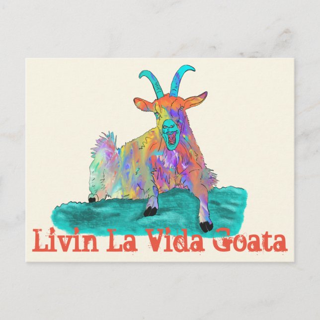 Livin La Vida Goata lustiger schreiender Postkarte (Vorderseite)