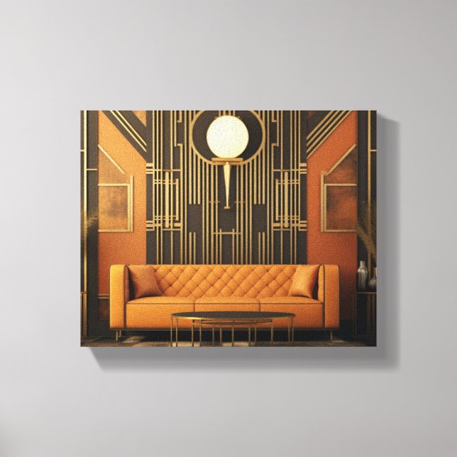 Living 2 Art Deco Stretched Canvas Print Leinwanddruck (Vorderseite)