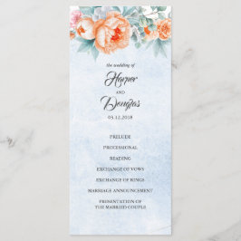Living Coral Floral Elegante Hochzeitsprogramme Programm