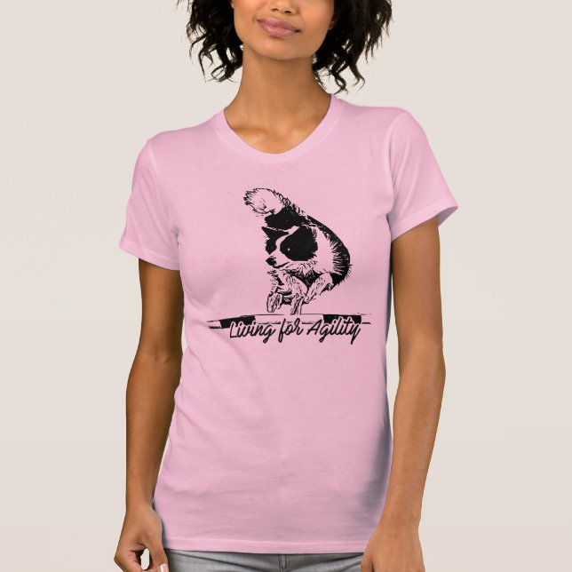 Living For Agility Border Collie Jumping T-Shirt (Vorderseite)