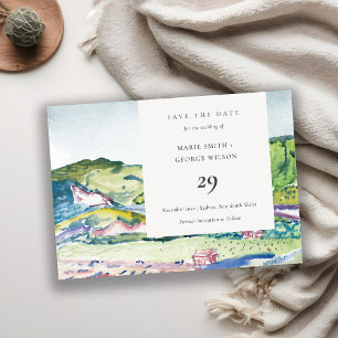 Living Mountain Scape Blush Save the Date Card Dankeskarte