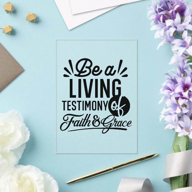 Living Testimony Bible Quote Christian Motivation Acryleinladungen (In Situ (Hochzeit))
