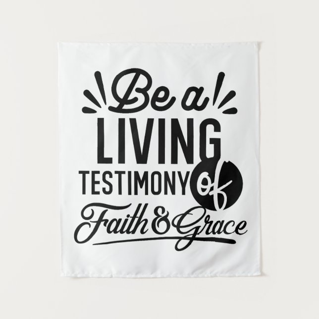 Living Testimony Bible Quote Christian Motivation Wandteppich (Vorderseite)