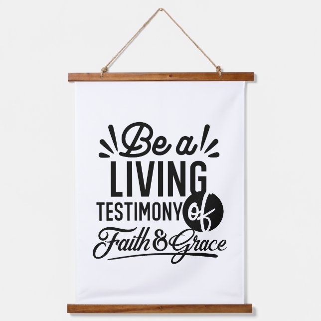 Living Testimony Bible Quote Christian Motivation Wandteppich Mit Holzrahmen (Vorderseite)