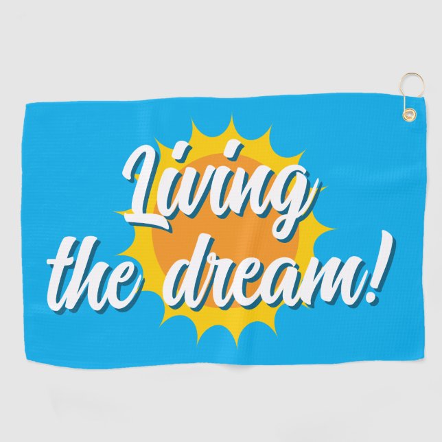 Living the dream custom color golf towel golfhandtuch (Horizontal)