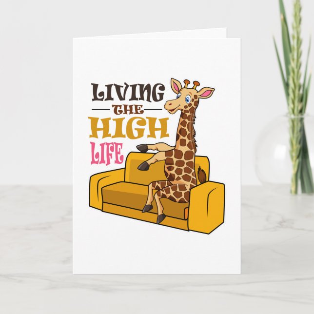 Living the High Life Funny Giraffe Sitzen auf Sofa Karte (Vorderseite)
