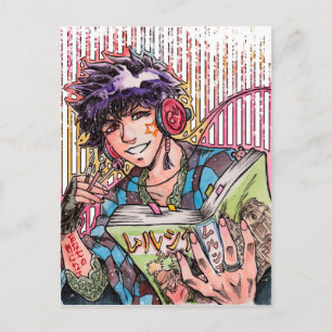 Living through manga postcard postkarte