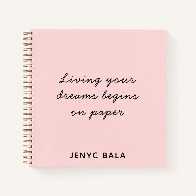 Living Your Dreams Blush Pink Design Notizbuch (Vorderseite)