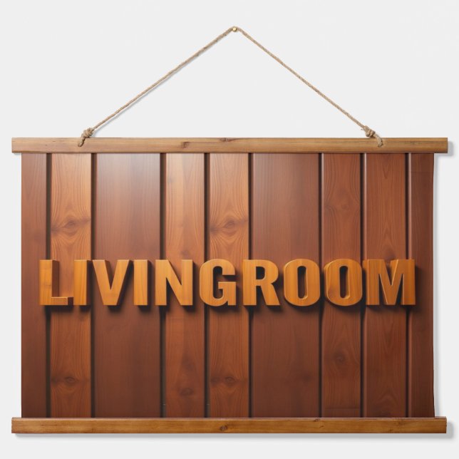 LIVINGROOM Wall Tapestry Wandteppich Mit Holzrahmen (Vorne)