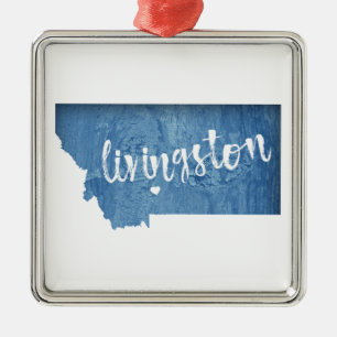 Livingston Montana Holzmaserung Ornament Aus Metall
