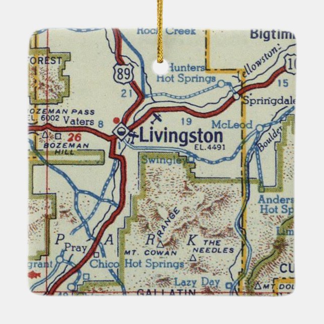 Livingston MT Vintage Karte Keramikornament (Rückseite)
