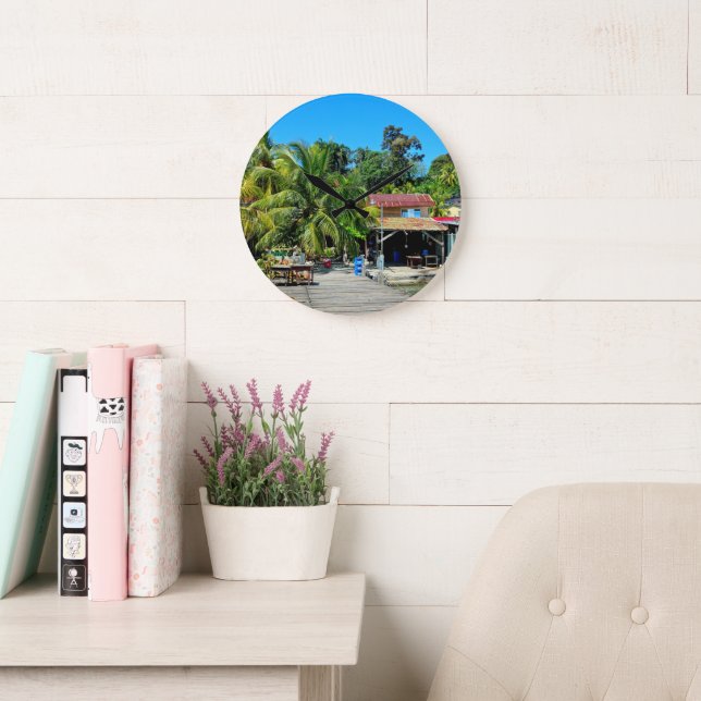 Livingston’s Caribbean Charm Große Wanduhr (Lesesaal)