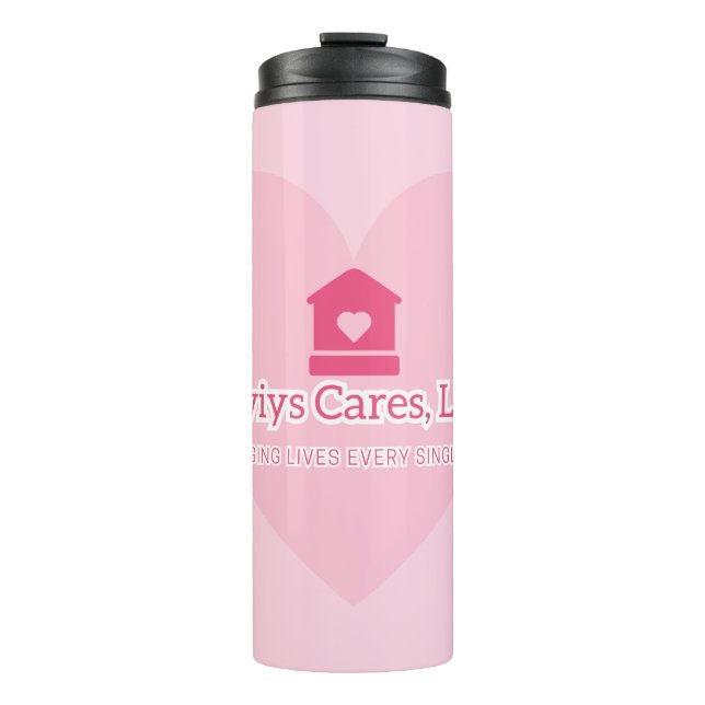 Liviys Cares Logo Thermosbecher (Vorderseite)