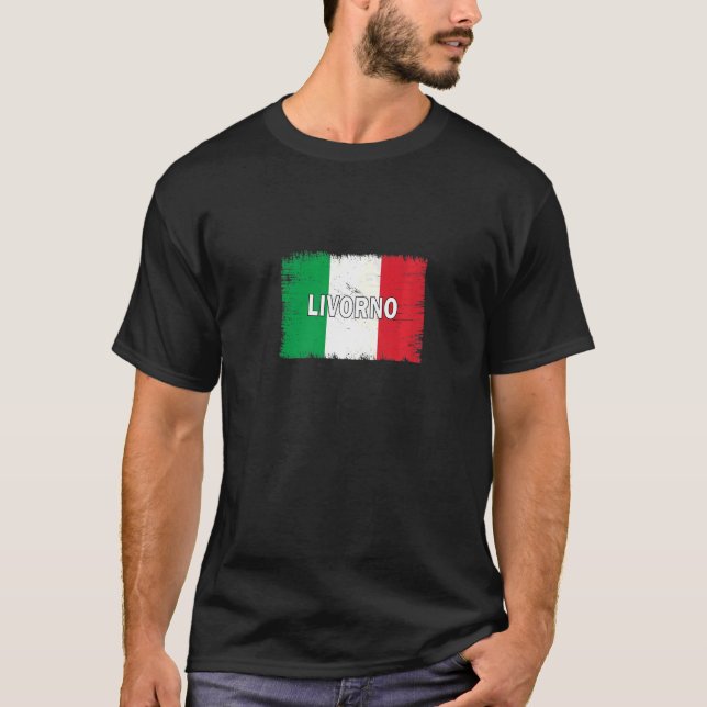 Livorno Italien Stadt mit italienischer Flagge T-Shirt (Vorderseite)