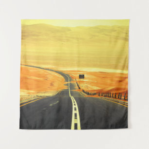 Liwa Oasis Asphalt Road, Dunes. Wandteppich