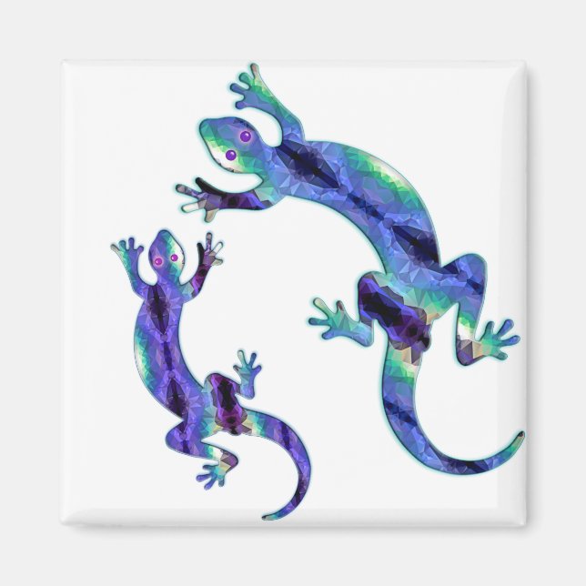 LIZARD 1 DUO BLAU UND GRÜNE MOSAIK MAGNET (Vorne)