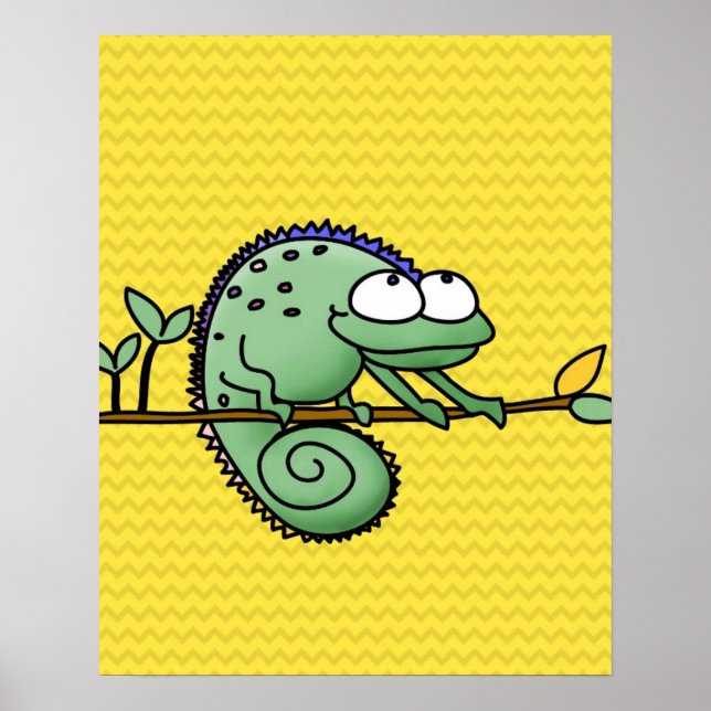 Lizard Funny Cartoon Illustration Poster (Vorne)