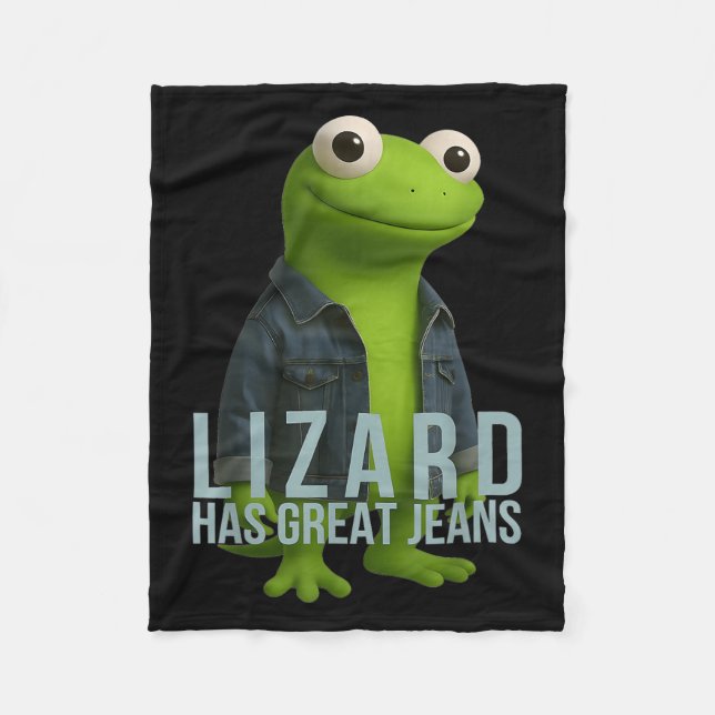 Lizard hat große Jeans Funny Retro Denim Meme Humo Fleecedecke (Vorderseite)