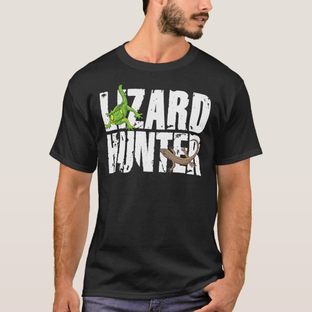 Lizard Hunter Lizzy Summoner Gecko Echsenfan Lizar T-Shirt (Vorderseite)