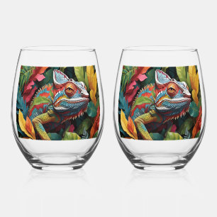 Lizard Leaves & Farbe    Weinglas Ohne Stiel