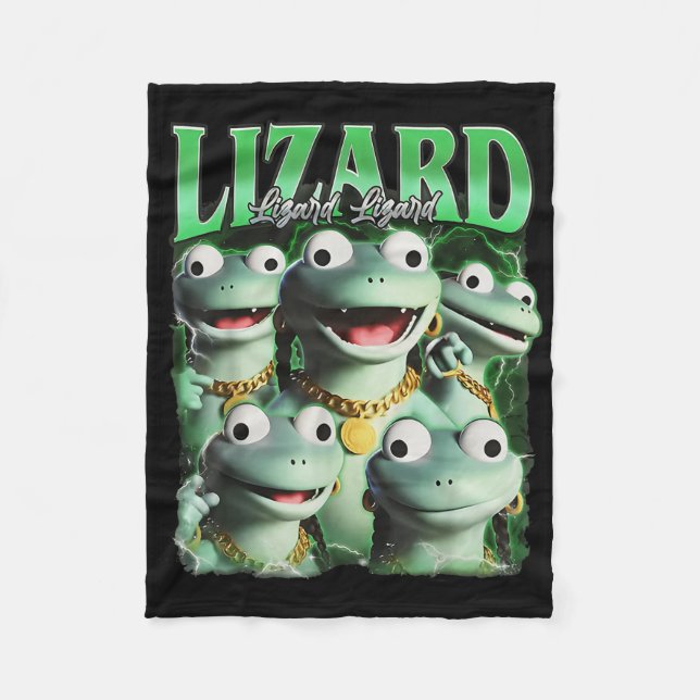 Lizard Lizard Lizard Funny Meme Lizard Bootleg Wei Fleecedecke (Vorderseite)